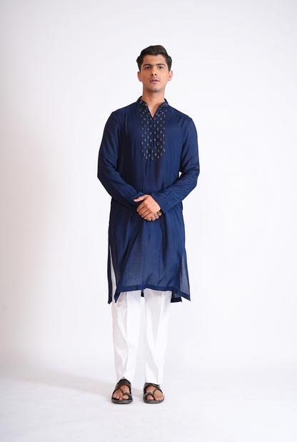 The Royal Blue Palm Kurta with Pyjama