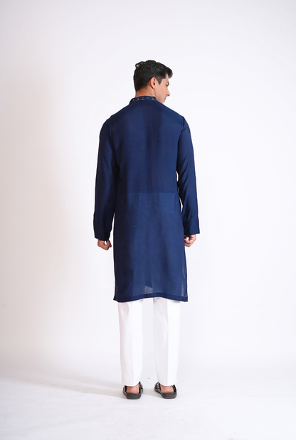 The Royal Blue Palm Kurta with Pyjama