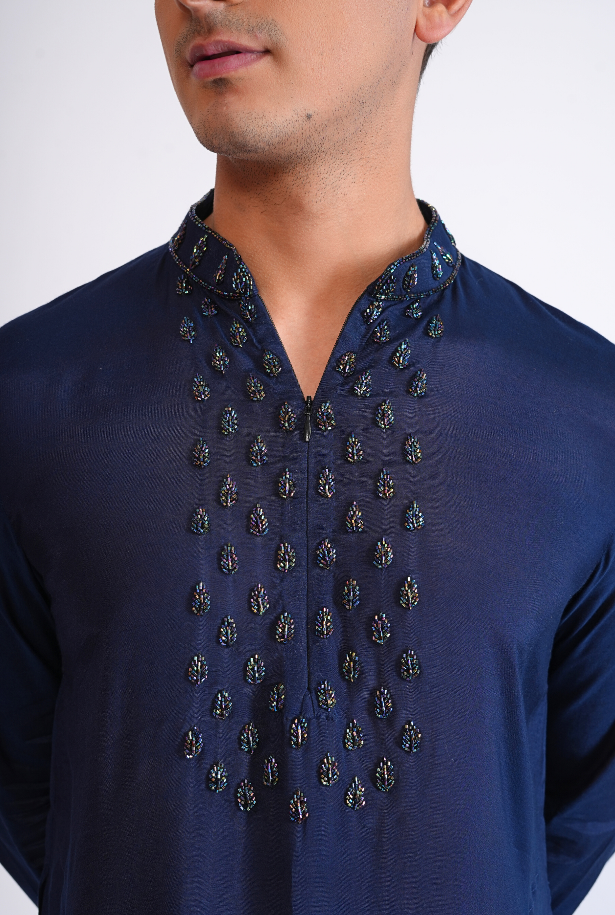 The Royal Blue Palm Kurta with Pyjama