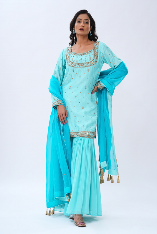 Aqua Noor Sharara Set