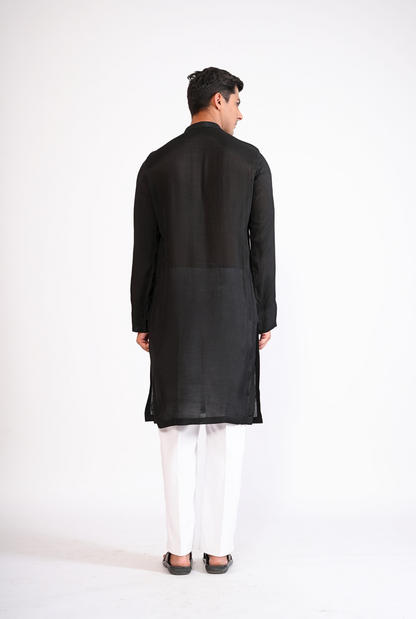 Black Hand Embroidered Kurta with pyjama