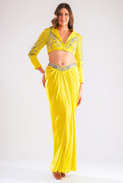 Zayna Drape Skirt With Jacket