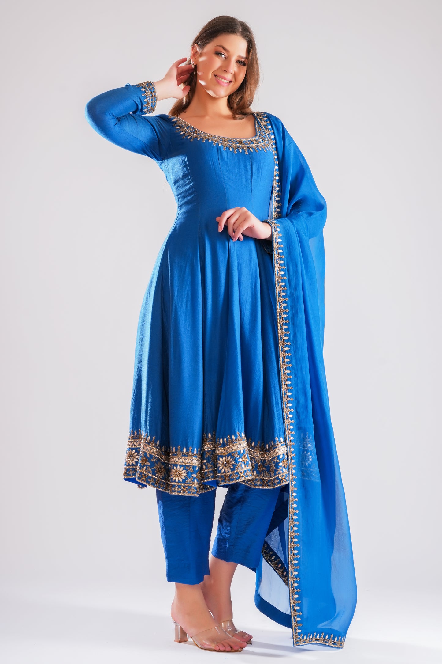 Azure Anarkali Set