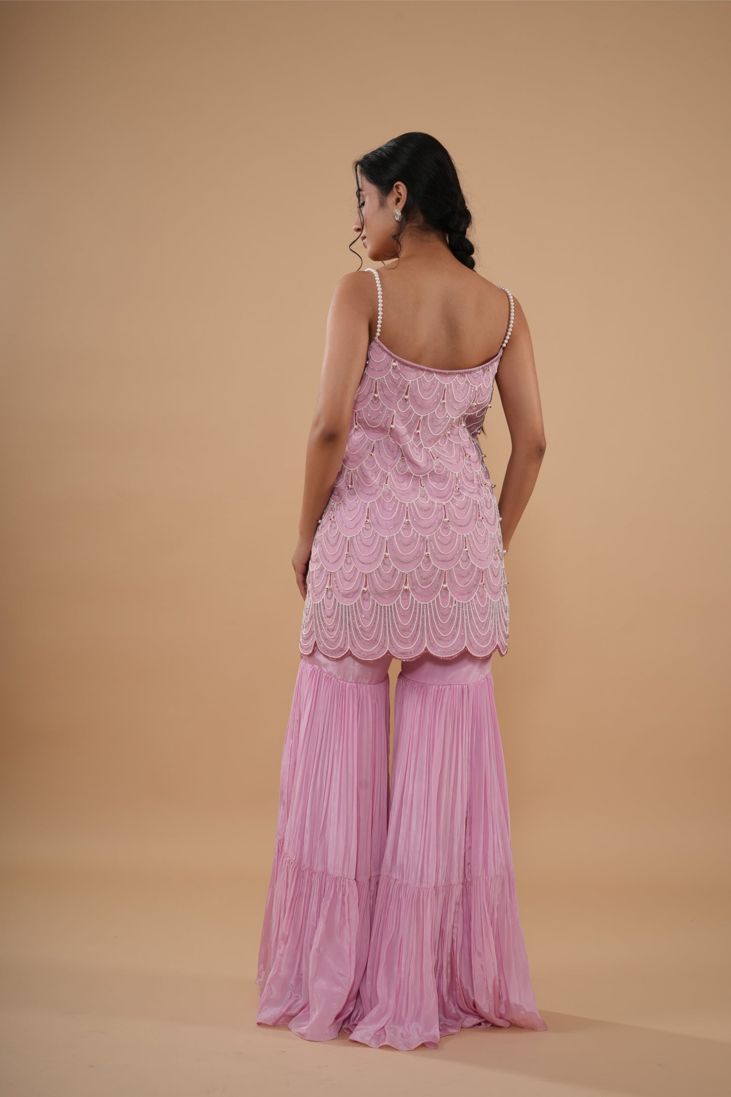 The Blush Scalloped Pearl Sharara Set