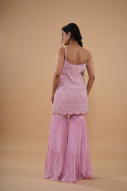The Blush Scalloped Pearl Sharara Set