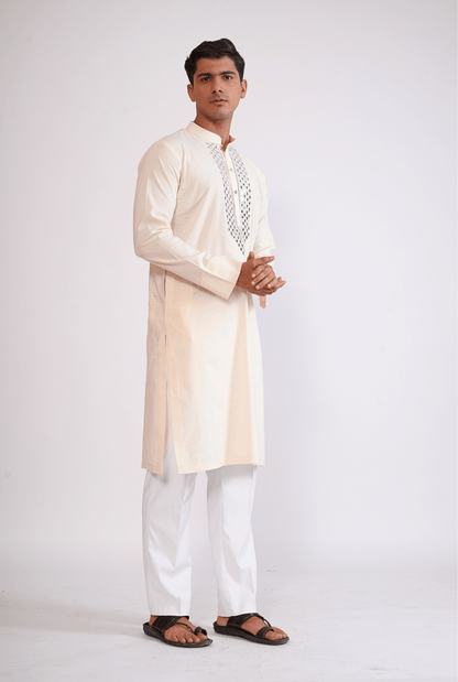 IVORY MIRROR WORK KURTA WITH PYJAMA
