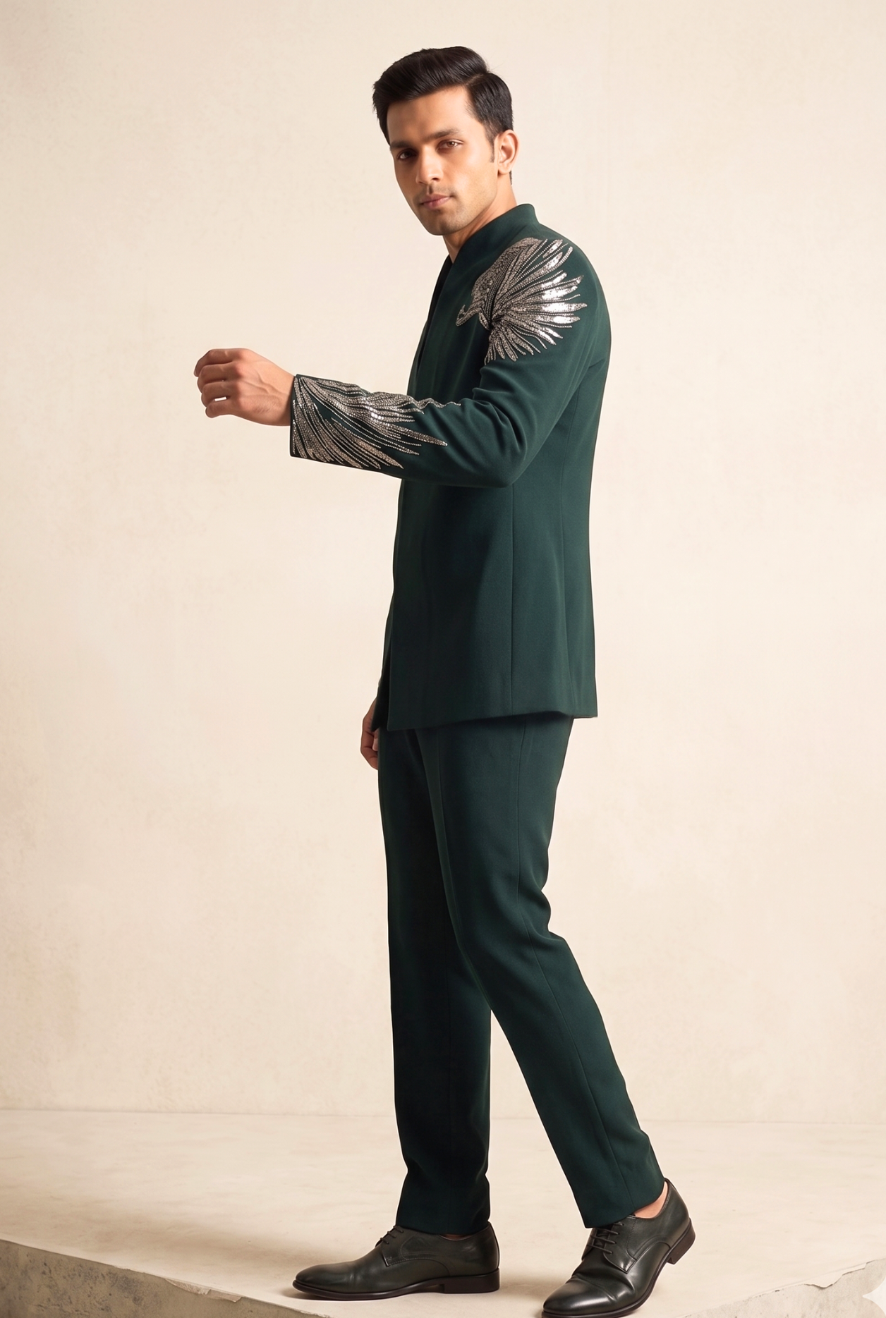 Emerald green Indo-Western suit