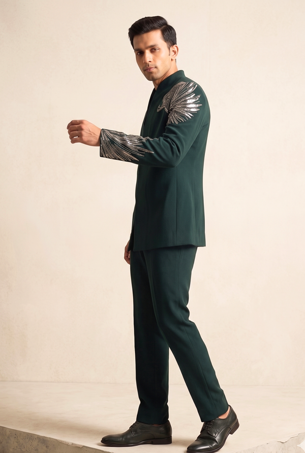 Emerald green Indo-Western suit