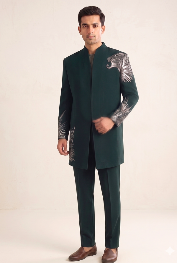 Emerald green Indo-Western suit