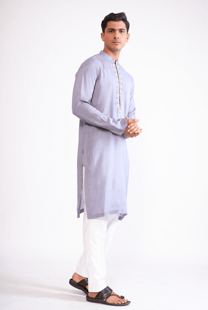 LAVENDAR HAND EMBROIDED KURTA WITH PYJAMA