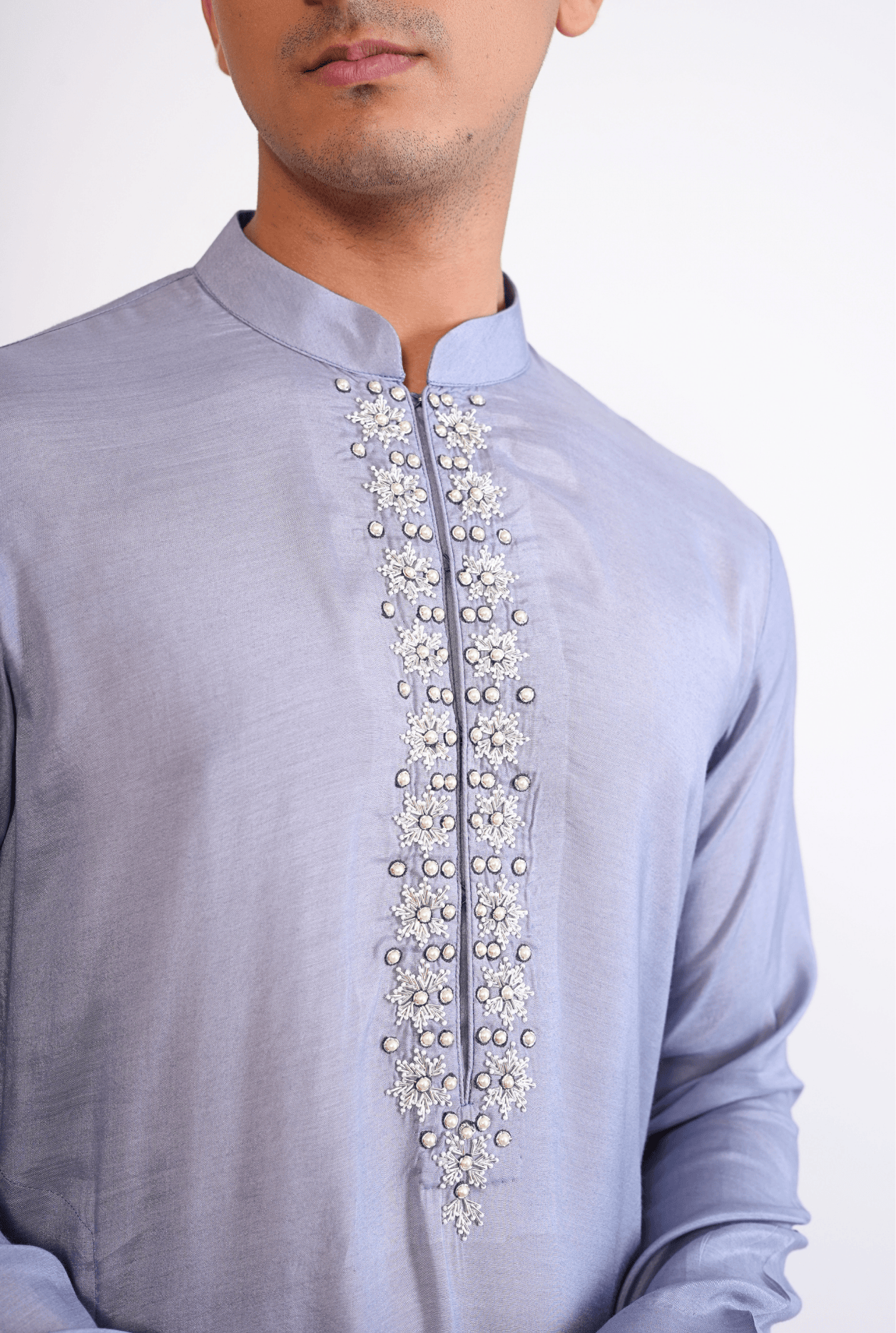LAVENDAR HAND EMBROIDED KURTA WITH PYJAMA