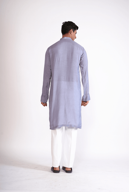 LAVENDAR HAND EMBROIDED KURTA WITH PYJAMA