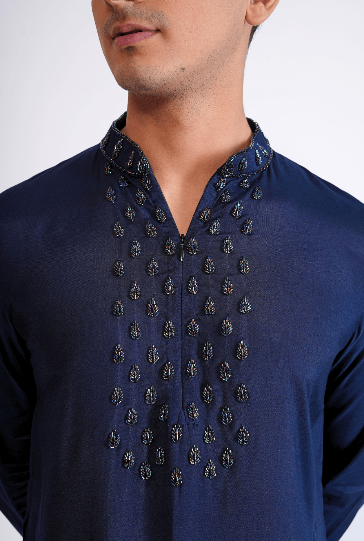 BLUE HAND EMBROIDED KURTA WITH PYJAMA