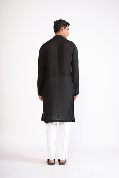 BLACK HAND EMBROIDERED KURTA