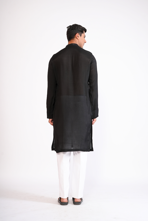 BLACK HAND EMBROIDERED KURTA