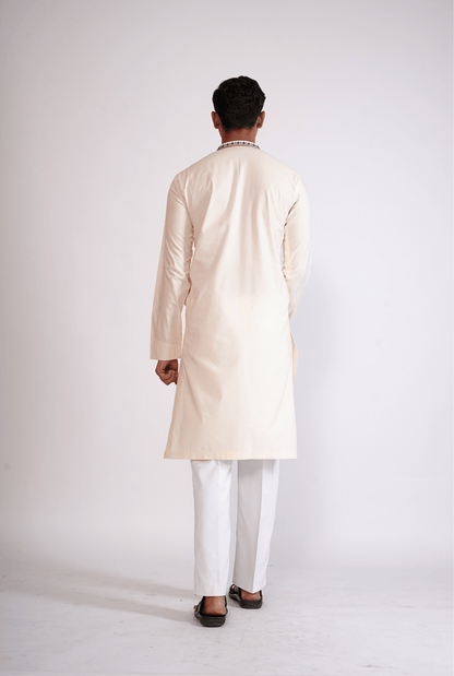 IVORY HAND EMBROIDED KURTA WITH PYJAMA
